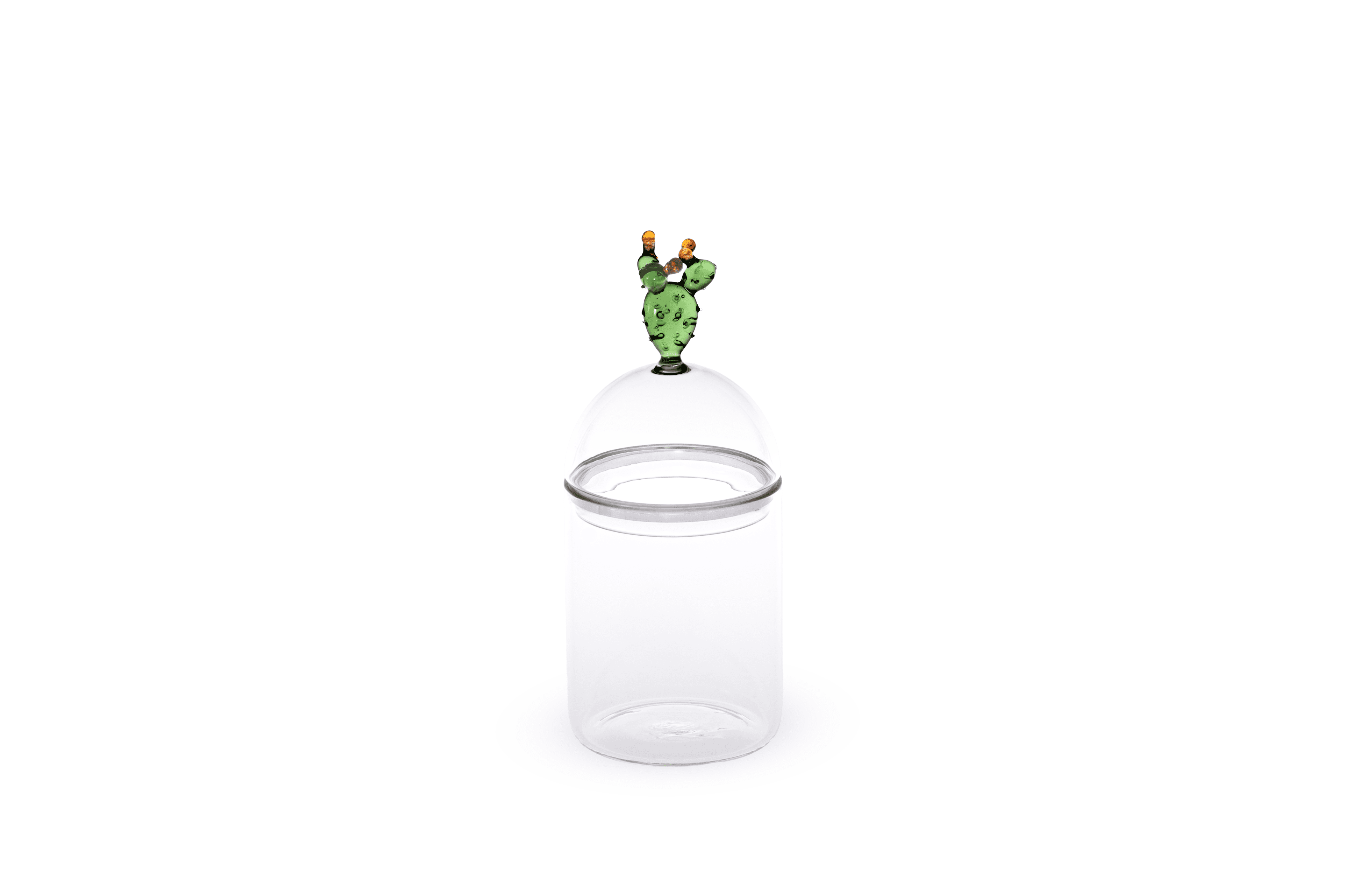 Mediterraneo Handcrafted Glass Container Medium Cactus